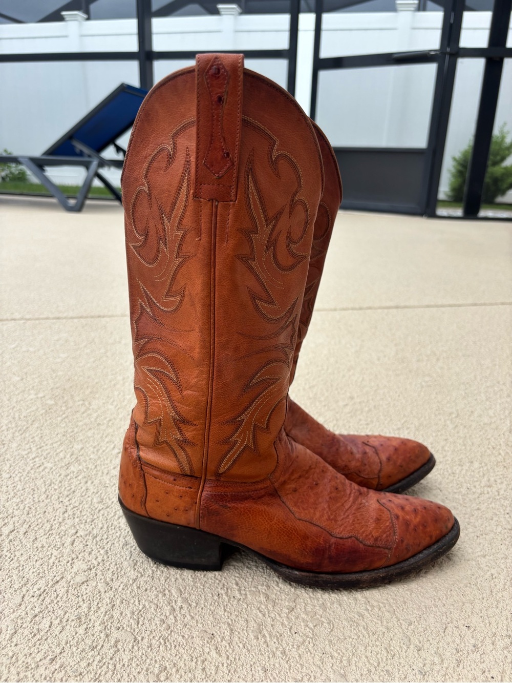 J.B. Dillon Genuine Ostrich Western Cowboy Boots